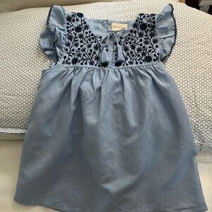 The coast brand linen and embroidered flutter sleeve tunic dress